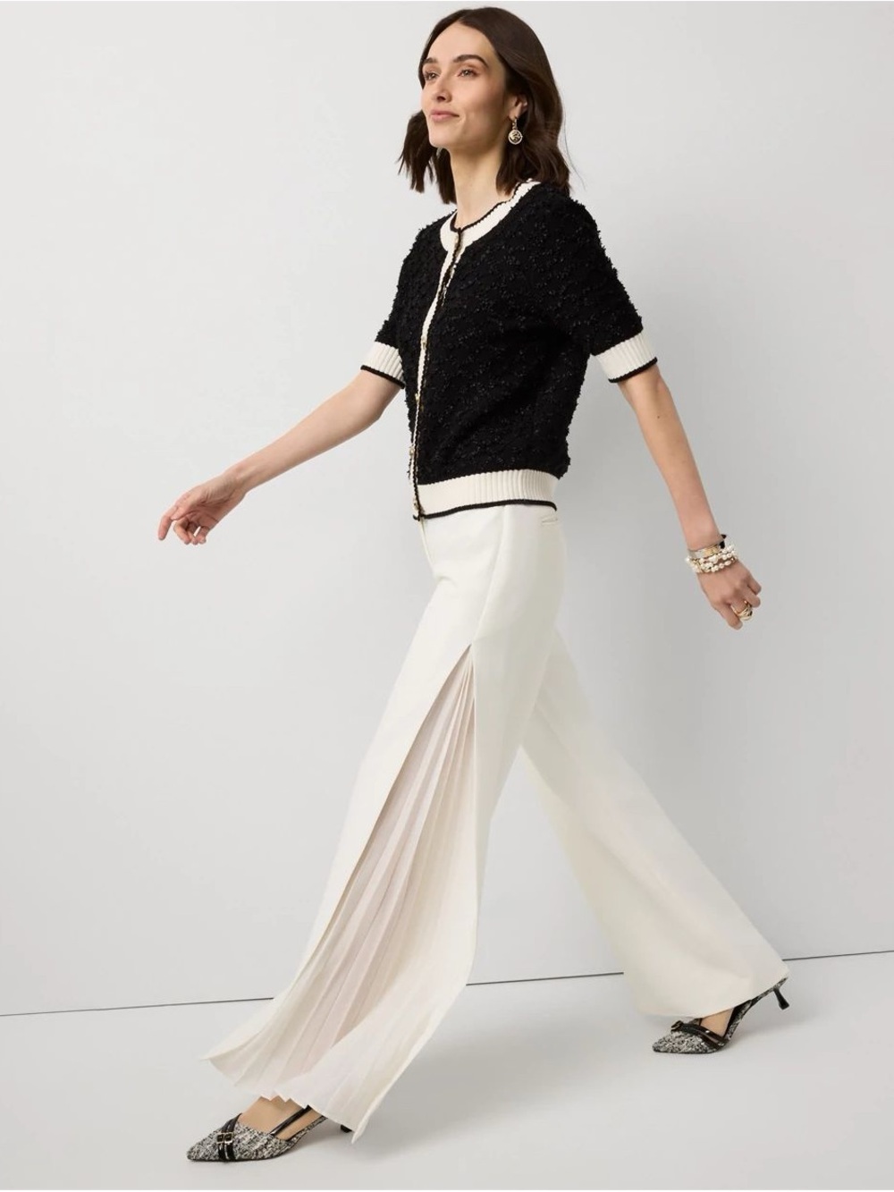 WHBM Chiffon Inset Ultra Wide Leg Pant